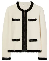 Tory Burch Kendra Cardigan mit Pailletten Weiß