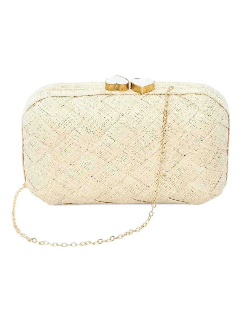 Poolside woven heart clutch bag - Weiß Weiß