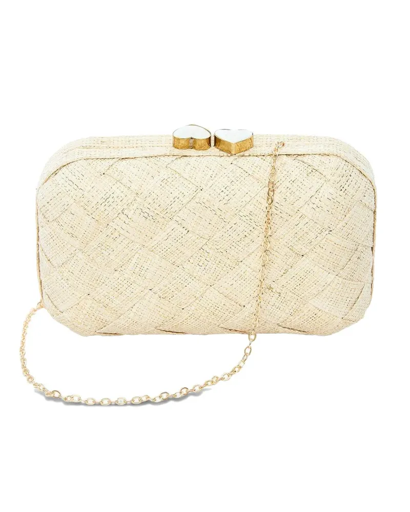 Poolside woven heart clutch bag - Weiß Weiß