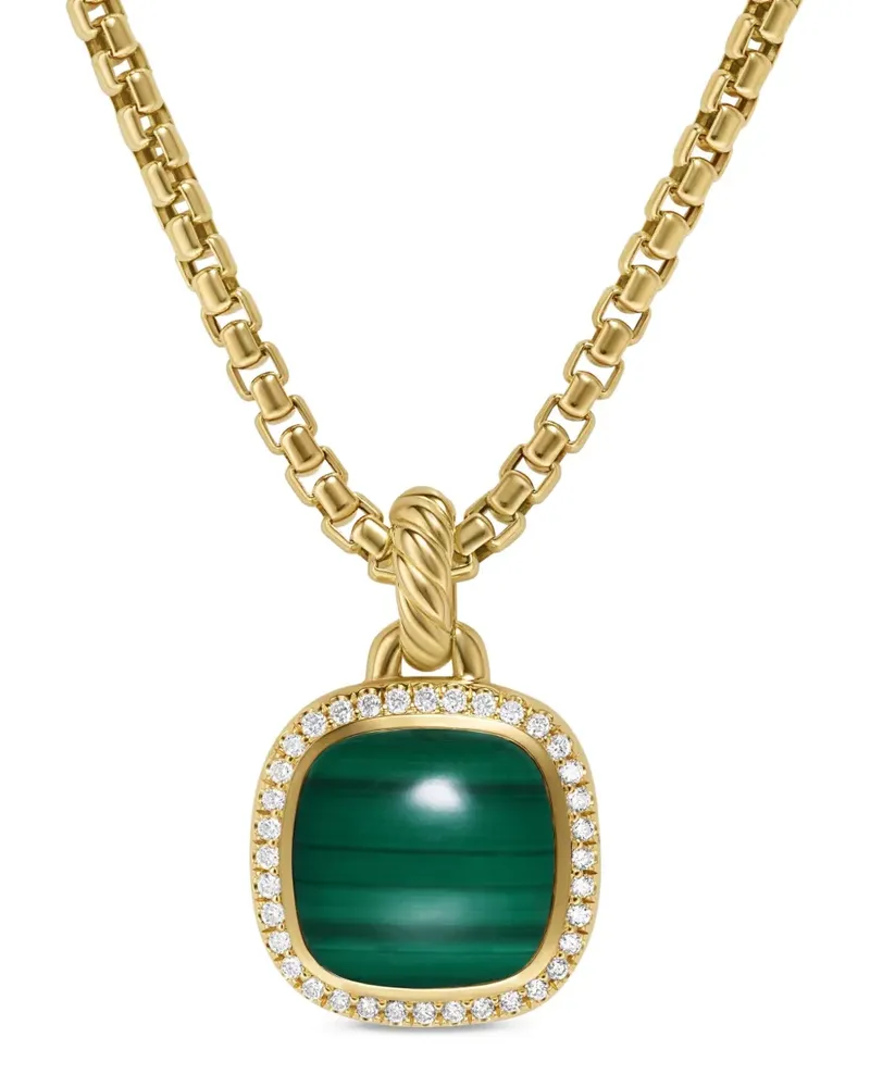 David Yurman 18kt Albion Gelbgoldanhänger mit Malachit und Diamant 15,5mm Gold
