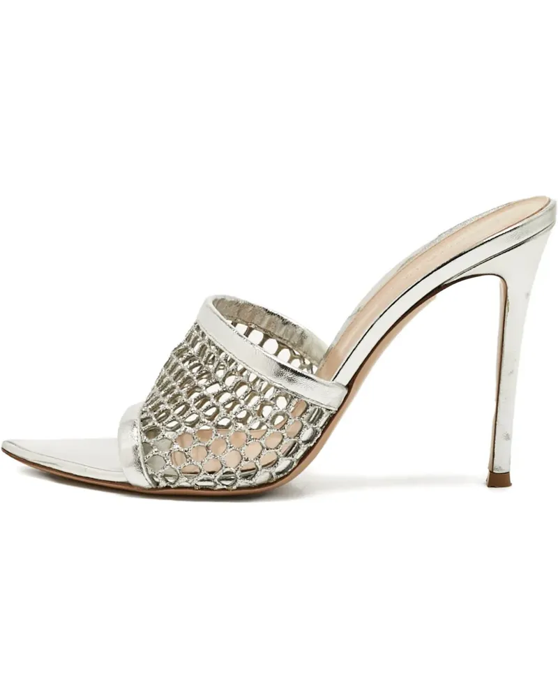 Gianvito Rossi Alisia mesh leather sandals 11 cm - Silber Silber