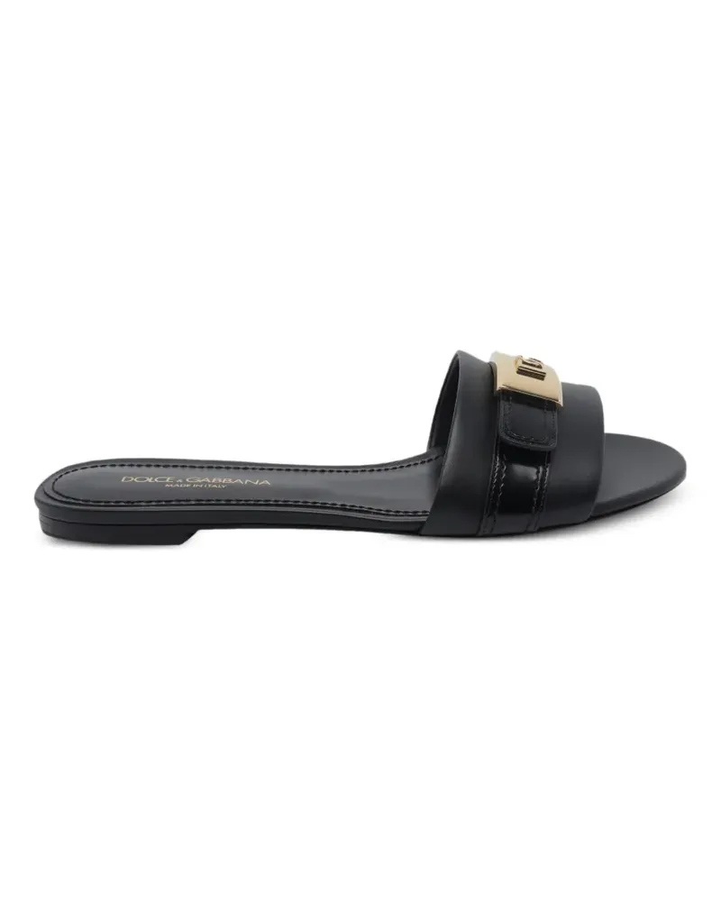 Dolce & Gabbana logo-plaque leather sandals - Schwarz Schwarz