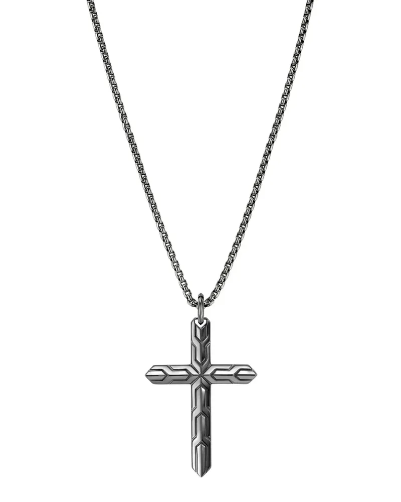 John Hardy Icon 50 Silber-Halskette mit Kreuzanhänger - Grau Grau