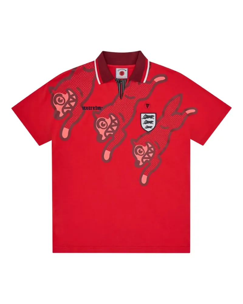 ICECREAM Poloshirt mit grafischem Print - Rot Rot