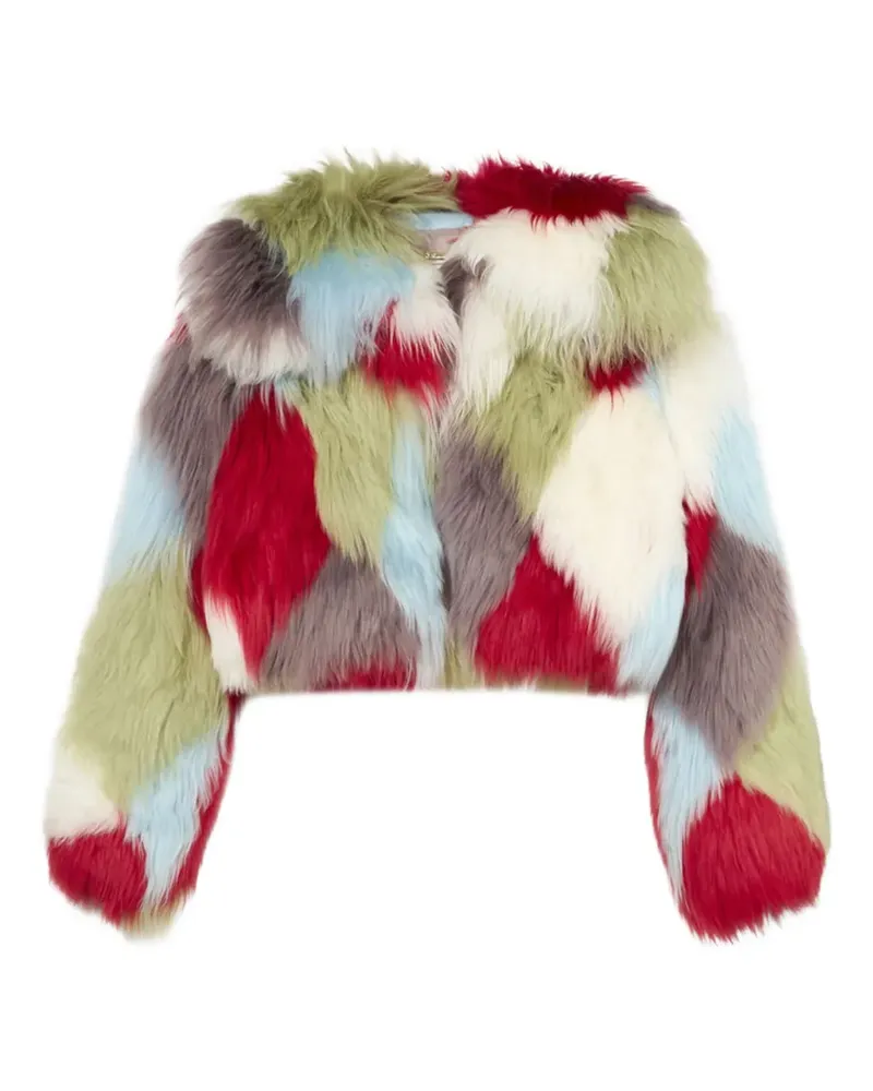 Blumarine Pelzjacke mit Intarsien-Design - Weiß Weiß