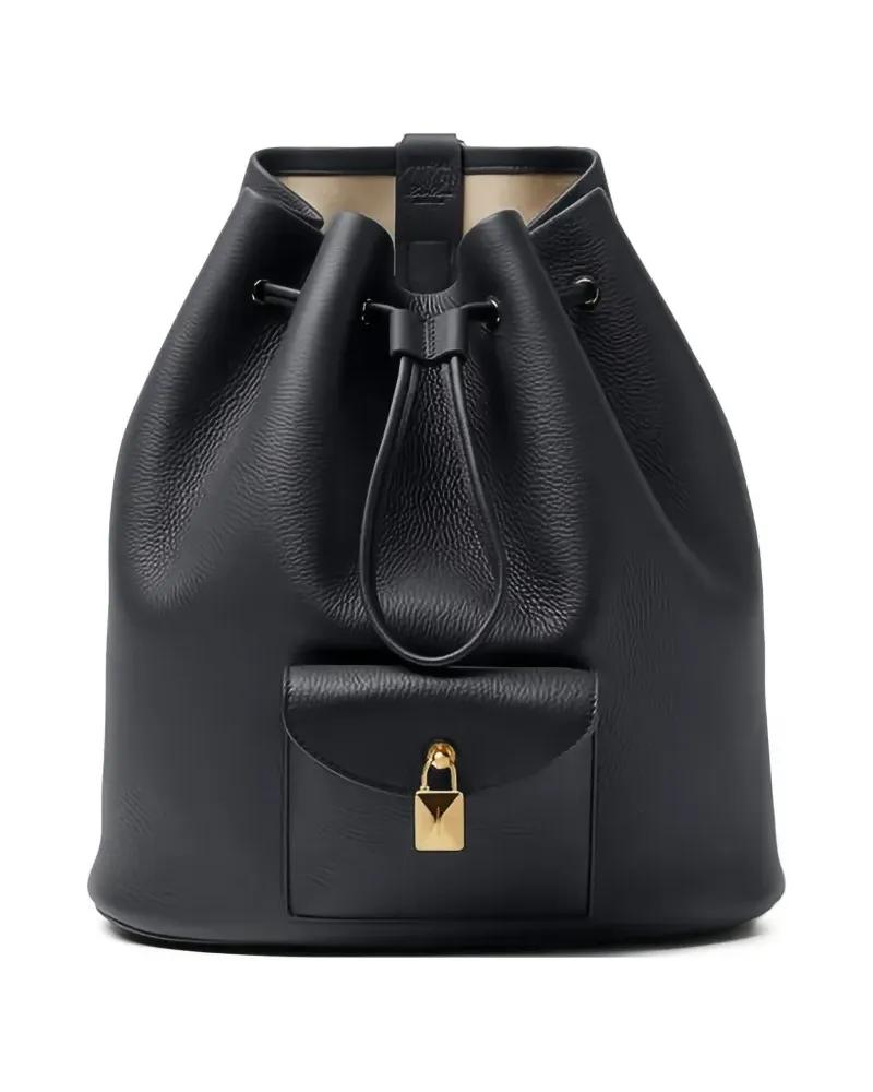 Loro Piana Rucksack aus Leder mit Kordelzug - Schwarz Schwarz