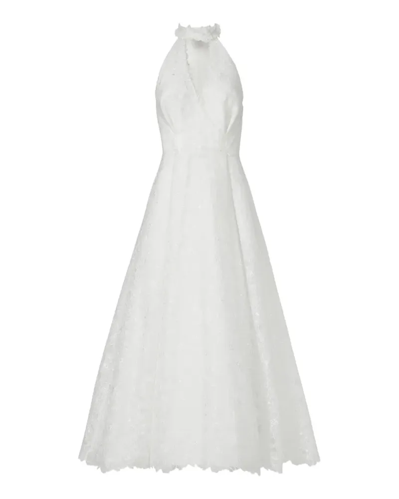 COSTARELLOS Lavinia embroidered organza midi dress - Weiß Weiß