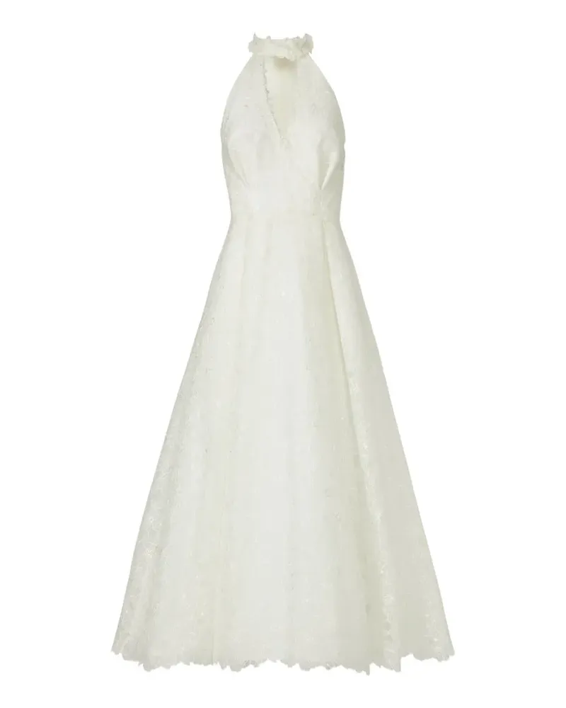COSTARELLOS Lavinia embroidered organza midi dress - Weiß Weiß
