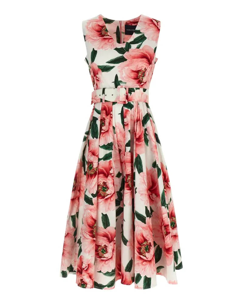 Samantha Sung Abilia Midikleid mit Blumen - Weiß Weiß