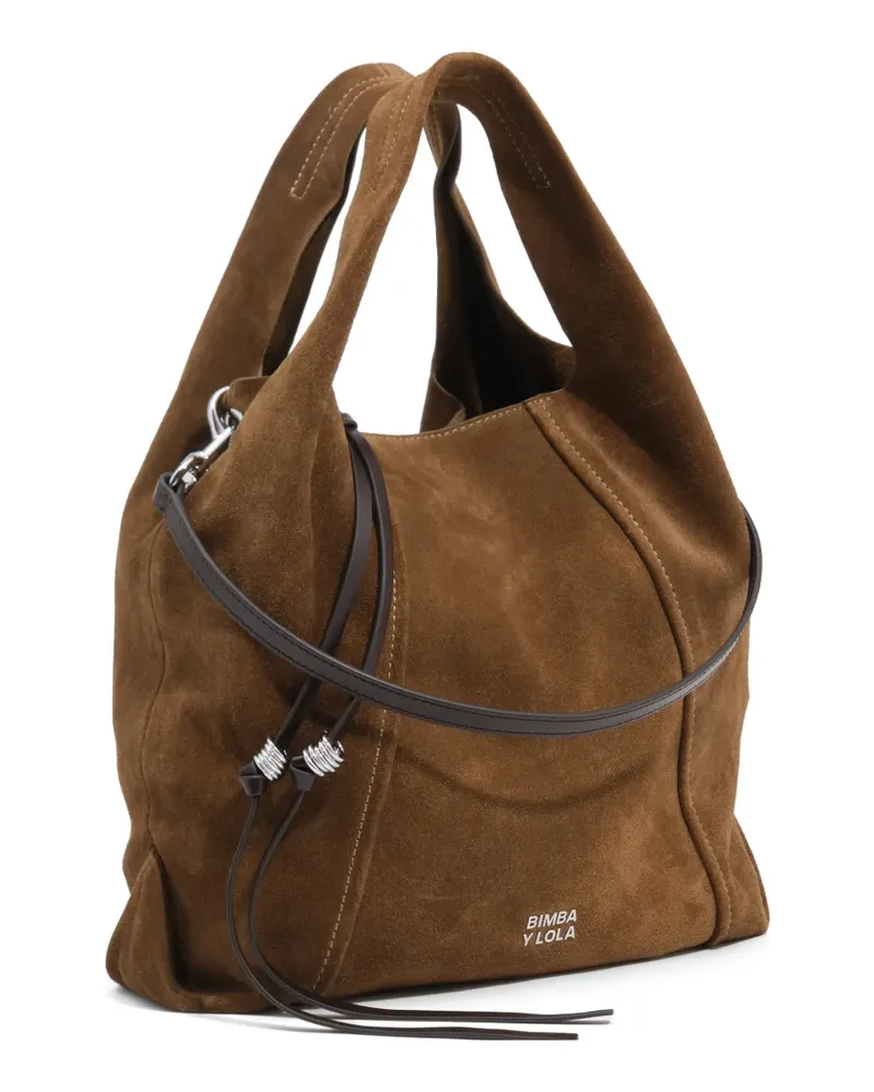 BIMBA Y LOLA Mittelgroße Olive Paper Tasche aus Wildleder - Braun Braun