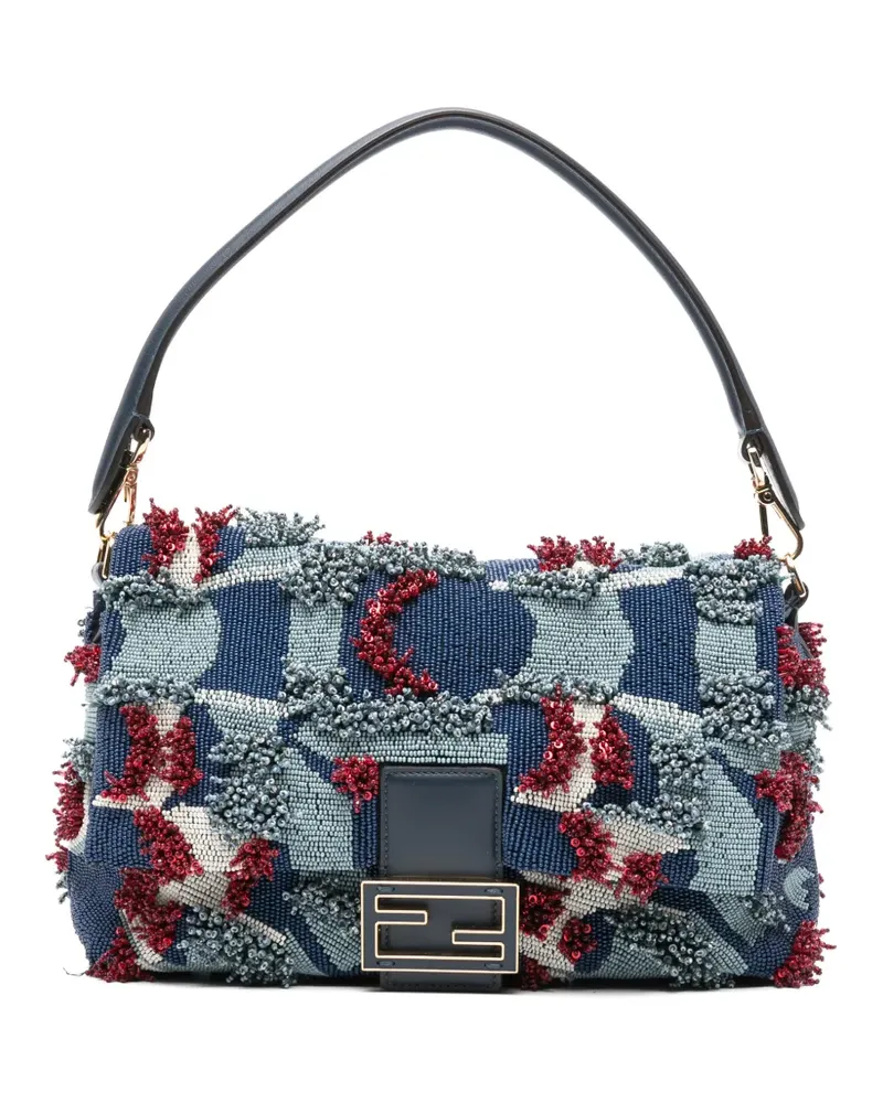 Fendi Mittelgroße Mamma Baguette Tasche - Blau Blau