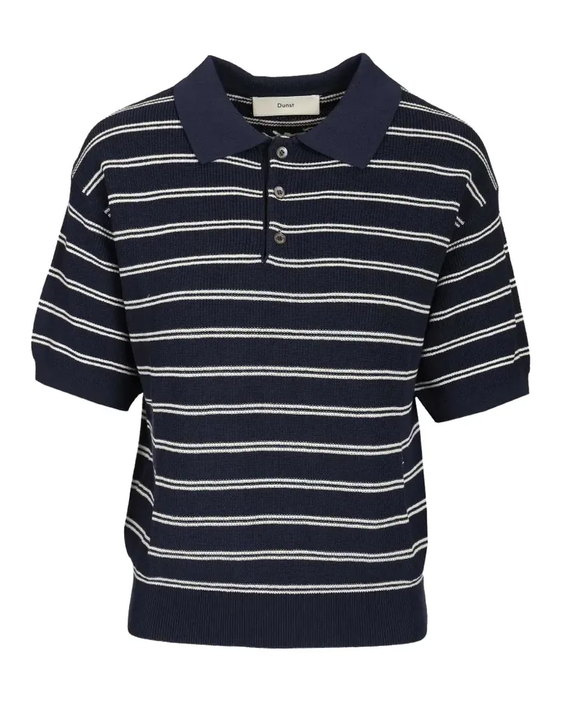 Dunst striped short-sleeve knit polo - Blau Blau