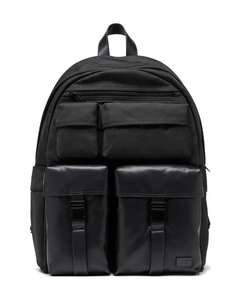 Diesel multi-pocket buckle-fastening backpack - Schwarz Schwarz