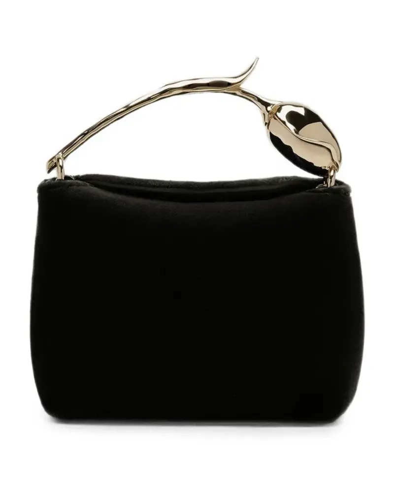 Erdem Mini Bloom Tote Bag mit Blumenhenkel - Schwarz Schwarz