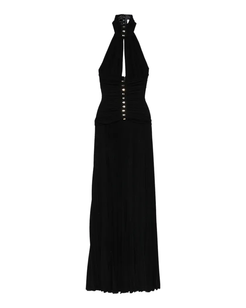 Elisabetta Franchi halterneck pleated maxi dress - Schwarz Schwarz