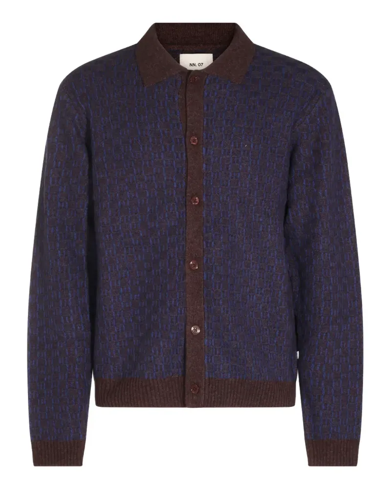 NN 07 Thor checked button-up cardigan - Violett Violett