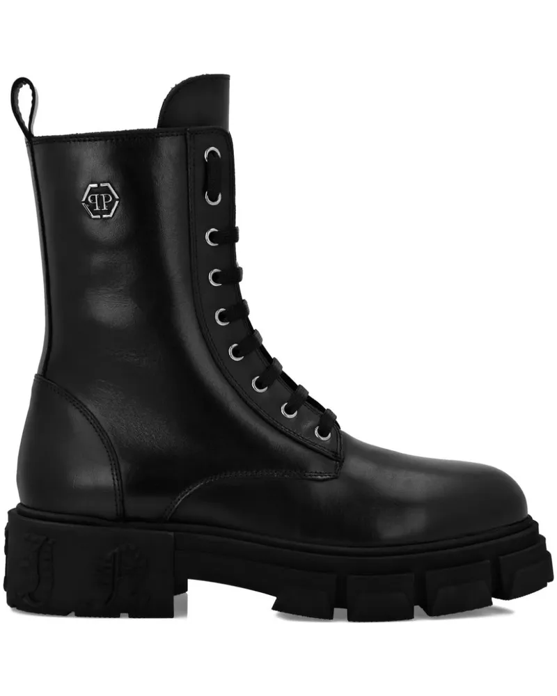 Philipp Plein Stiefel mit Hexagon-Logo - Schwarz Schwarz