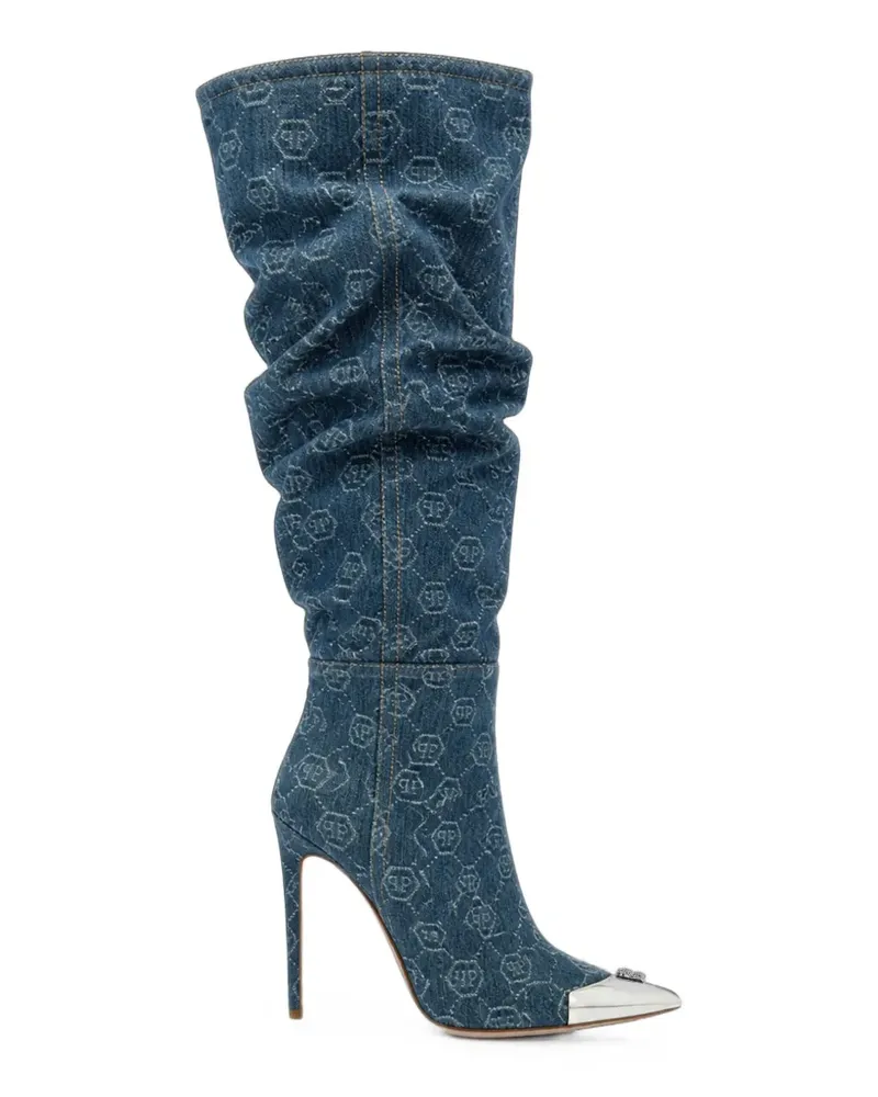 Philipp Plein Overknee-Stiefel mit hohem Absatz - Blau Blau