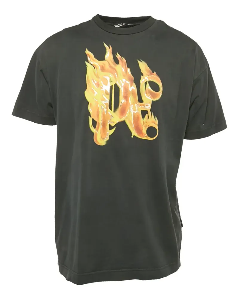 Palm Angels Burning Monogram T-Shirt - Schwarz Schwarz