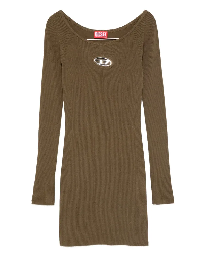 Diesel Geripptes Kleid mit Logo - Grün Grün