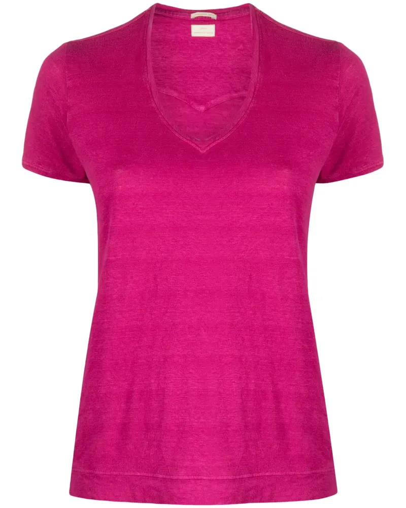 Massimo Alba Flores T-Shirt aus Leinen - Rosa Rosa
