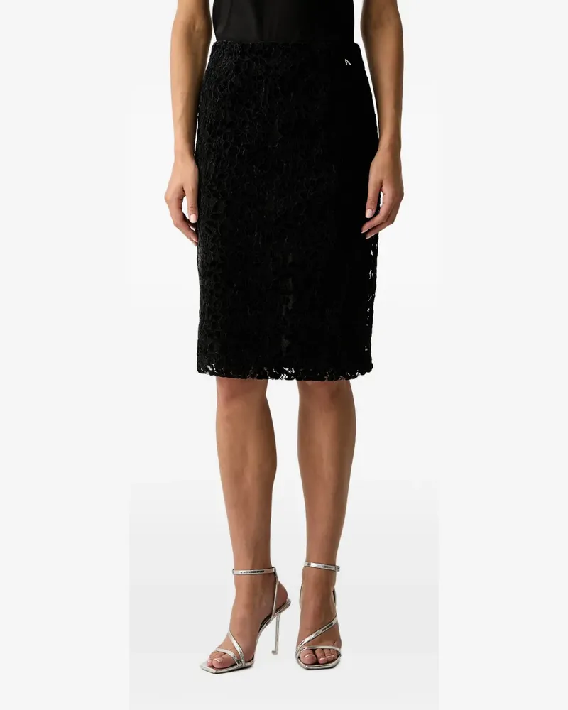 Twin-Set floral-lace pencil midi skirt - Schwarz Schwarz