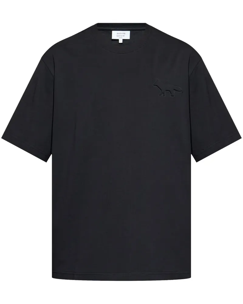 Kitsuné T-Shirt mit Profile Fox-Prägung - Schwarz Schwarz