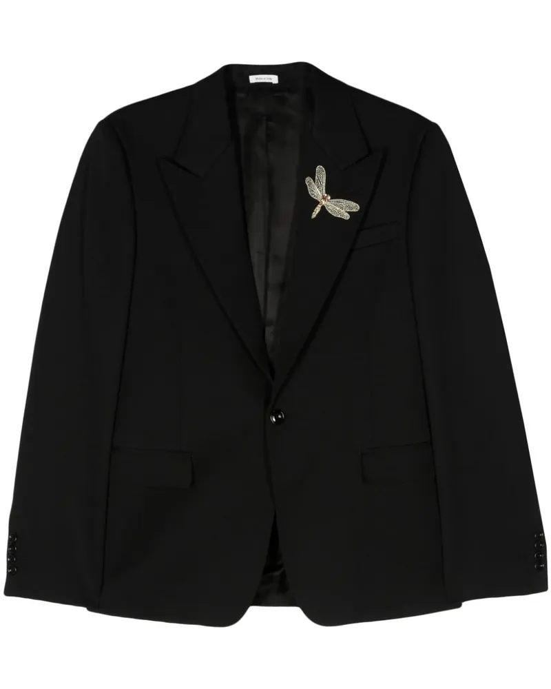 Alexander McQueen Einreihiges Sakko mit Stickerei Schwarz