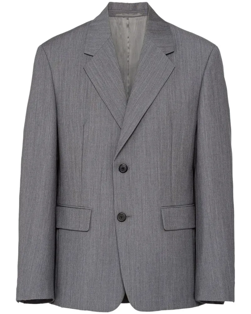 Prada Einreihiger Blazer aus Mohairwolle Grau