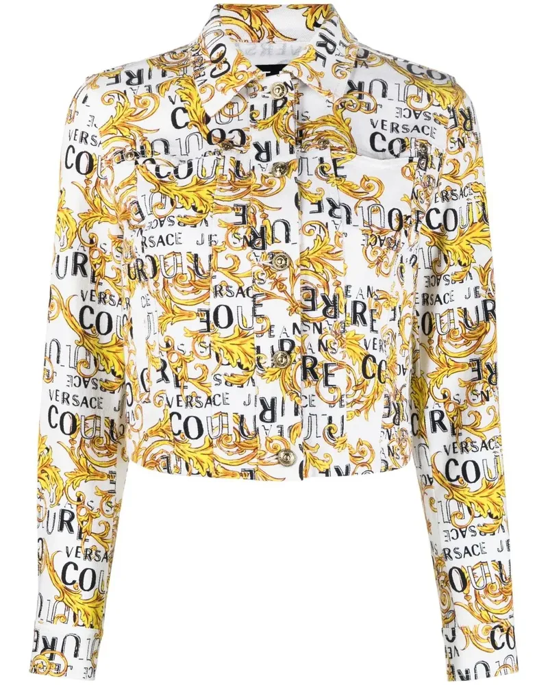 Versace Jeans Cropped-Jacke mit Logo-Print - Weiß Weiß
