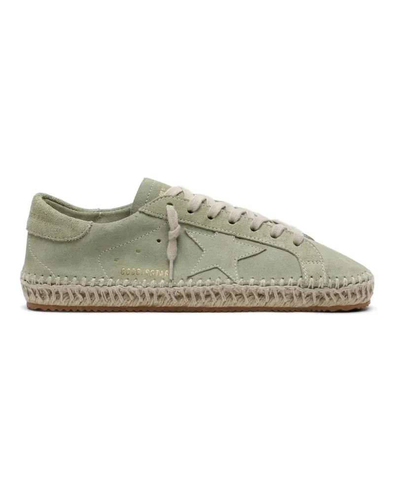 Golden Goose Super-Star in sage-green suede with tone-on-tone star and jute-effect foxing sneakers - Grün Grün