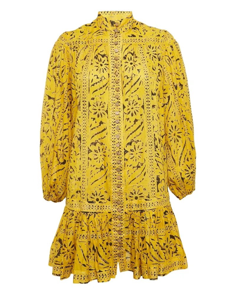 Zimmermann Minikleid mit Knöpfen und floralem Print - Gelb Gelb