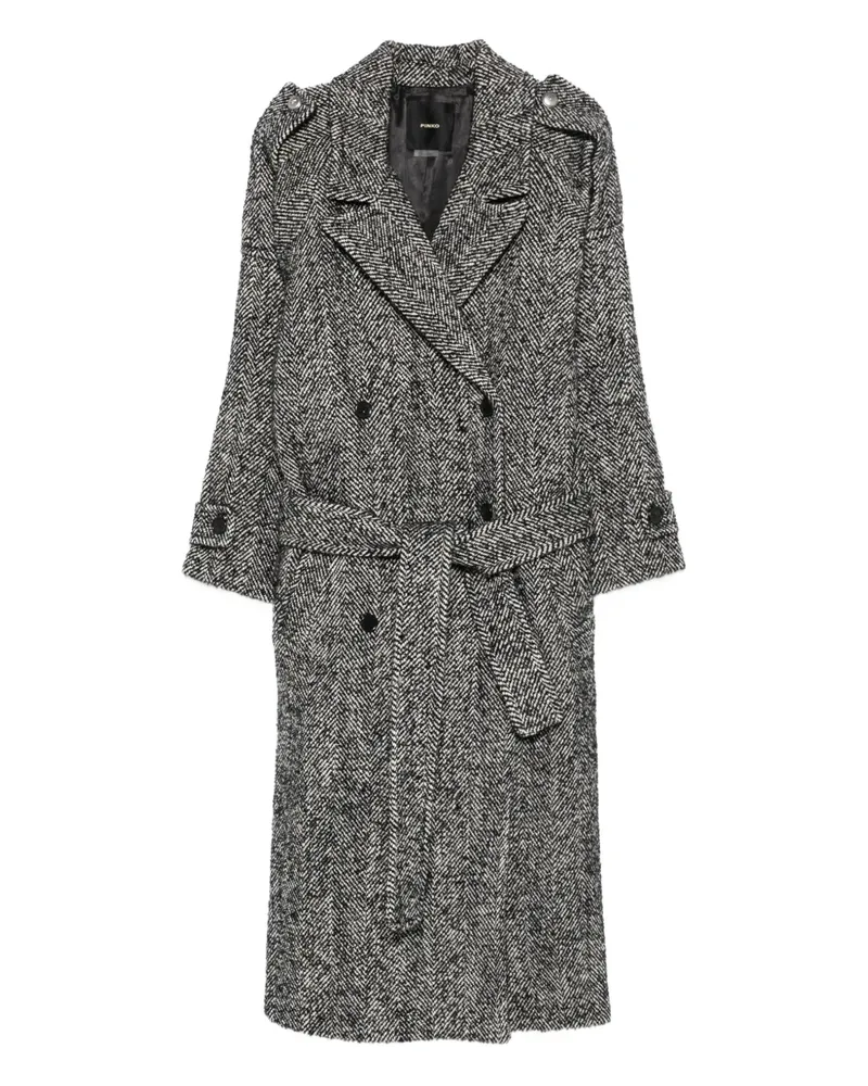 Pinko Mantel mit Fischgrätenmuster - Schwarz Schwarz