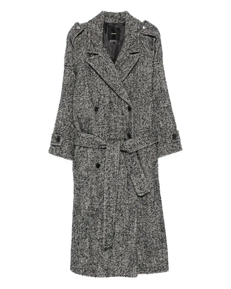 Pinko Mantel mit Fischgrätenmuster - Schwarz Schwarz
