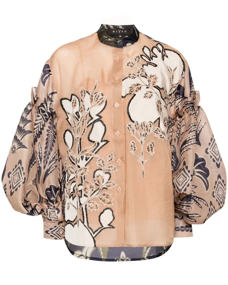 Biyan Hemd mit Blumen-Print - Nude Nude