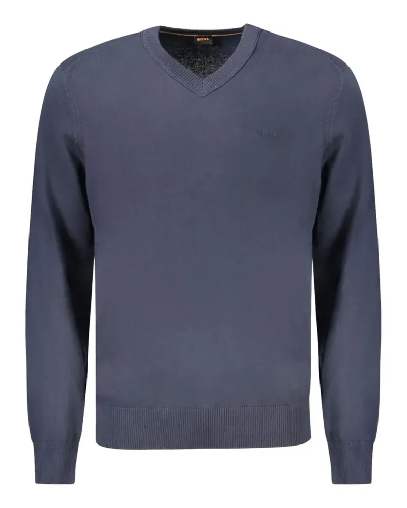 HUGO BOSS V-neck logo-embroidered sweater - Blau Blau