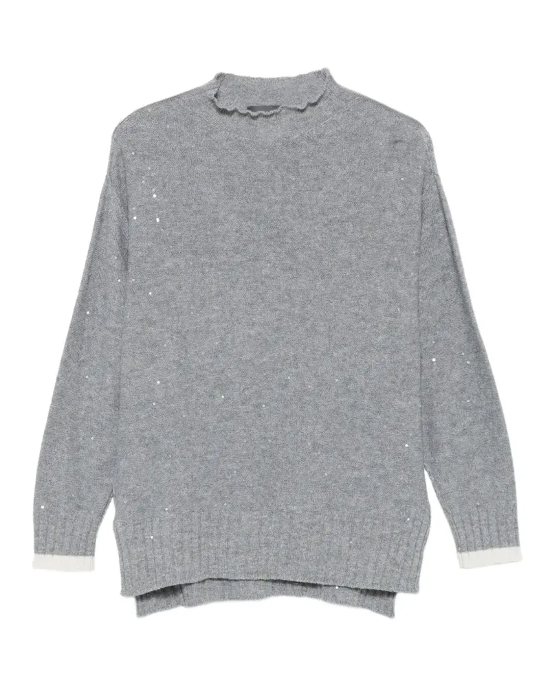 Lorena Antoniazzi Wendbarer Pullover mit Pailletten und Seitenschlitzen - Grau Grau