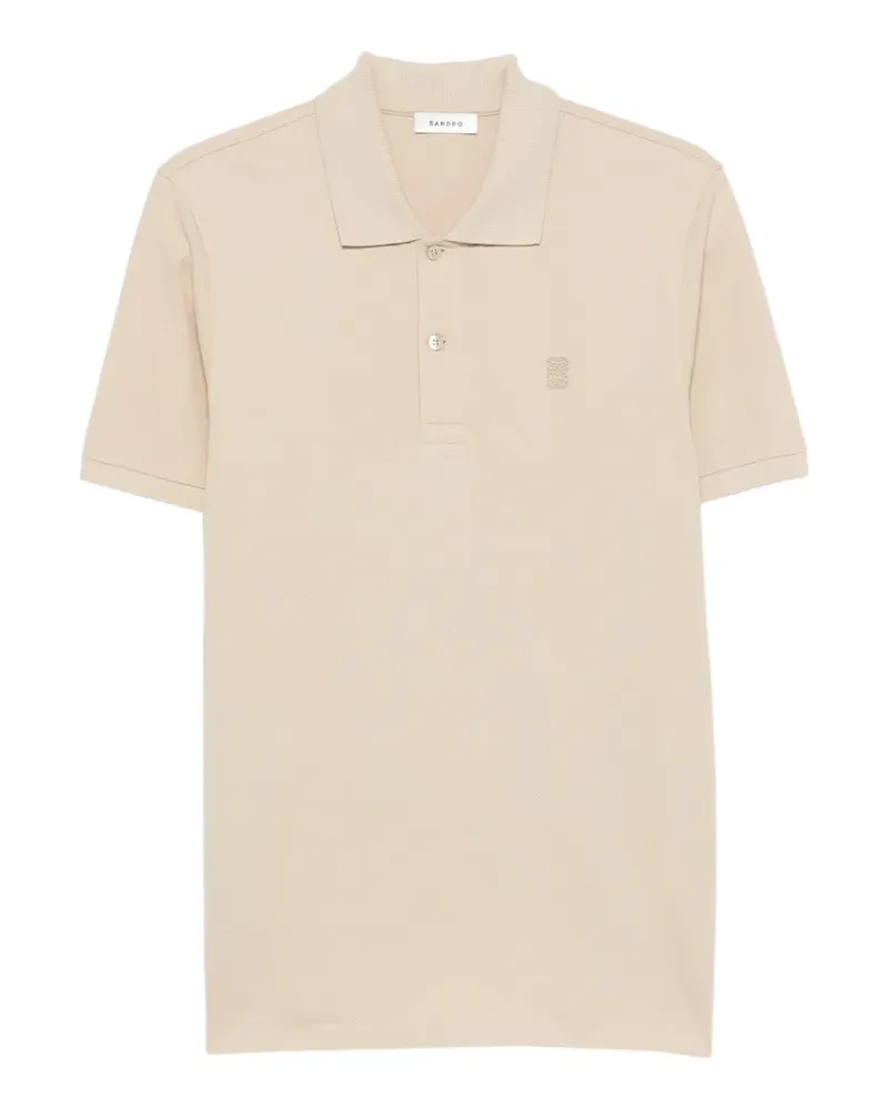 Sandro Poloshirt mit Monogramm-Patch - Nude Nude