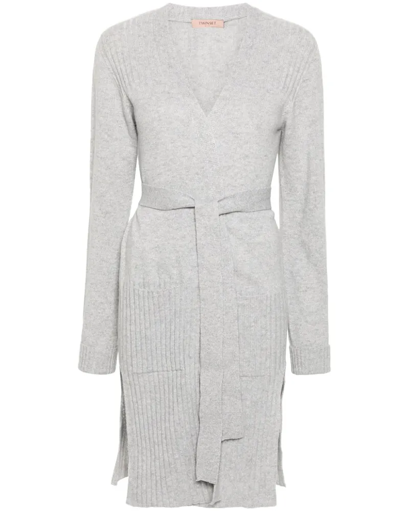 Twin-Set Langer Lurex-Cardigan - Grau Grau