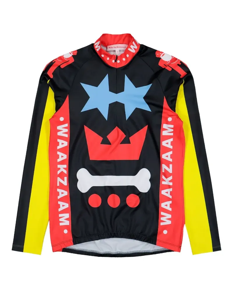 Walter van Beirendonck graphic elastic-hem bike top - Schwarz Schwarz