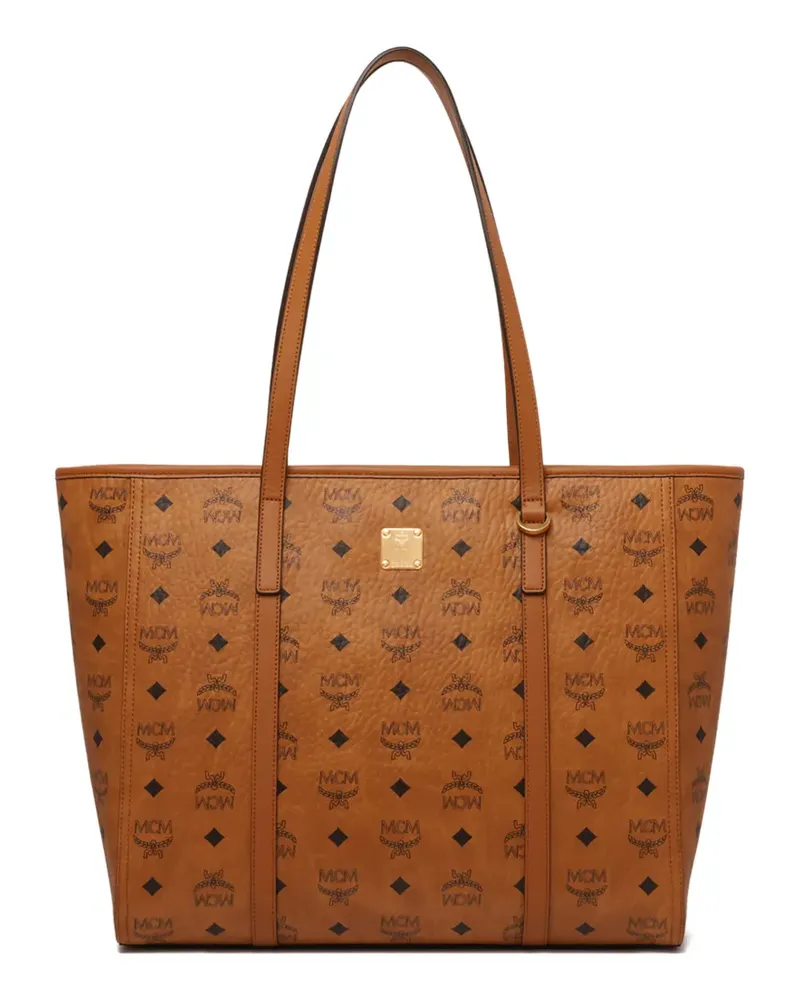 MCM Toni monogram plaque tote bag - Braun Braun
