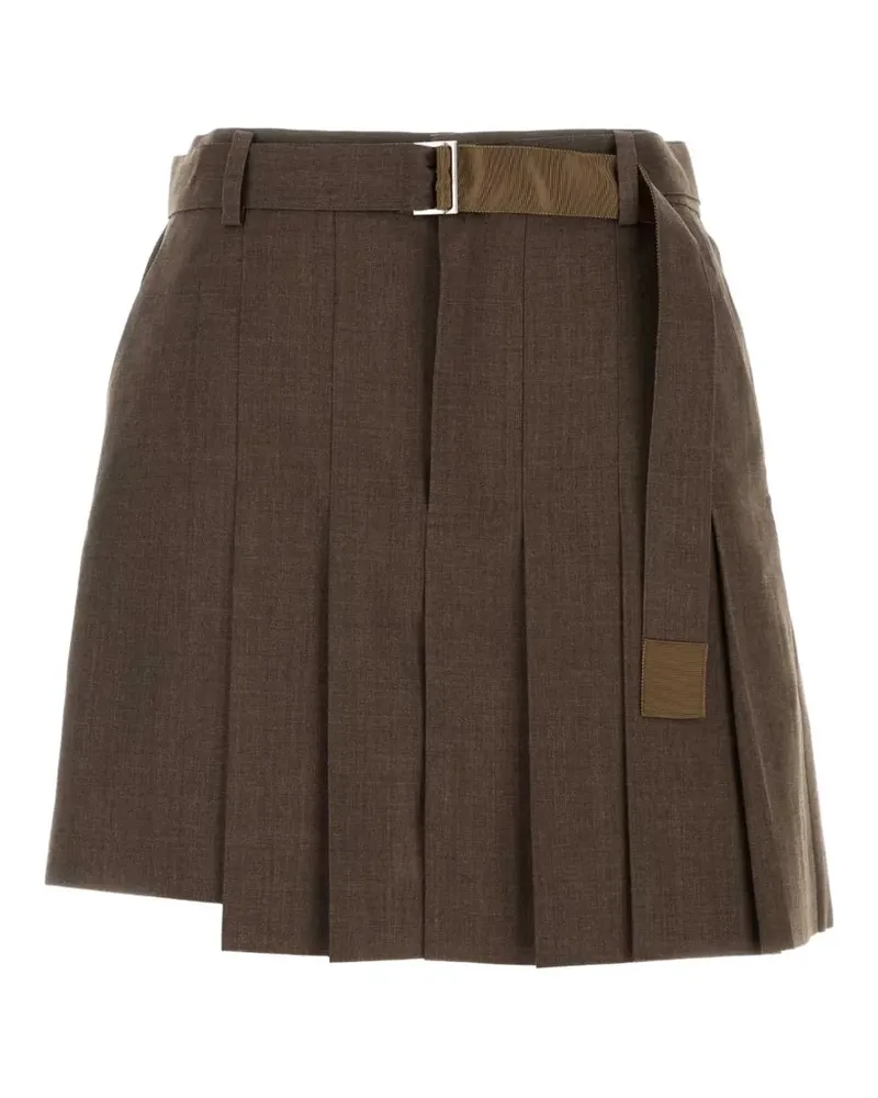 Sacai Asymmetrische Shorts mit Falten - Braun Braun