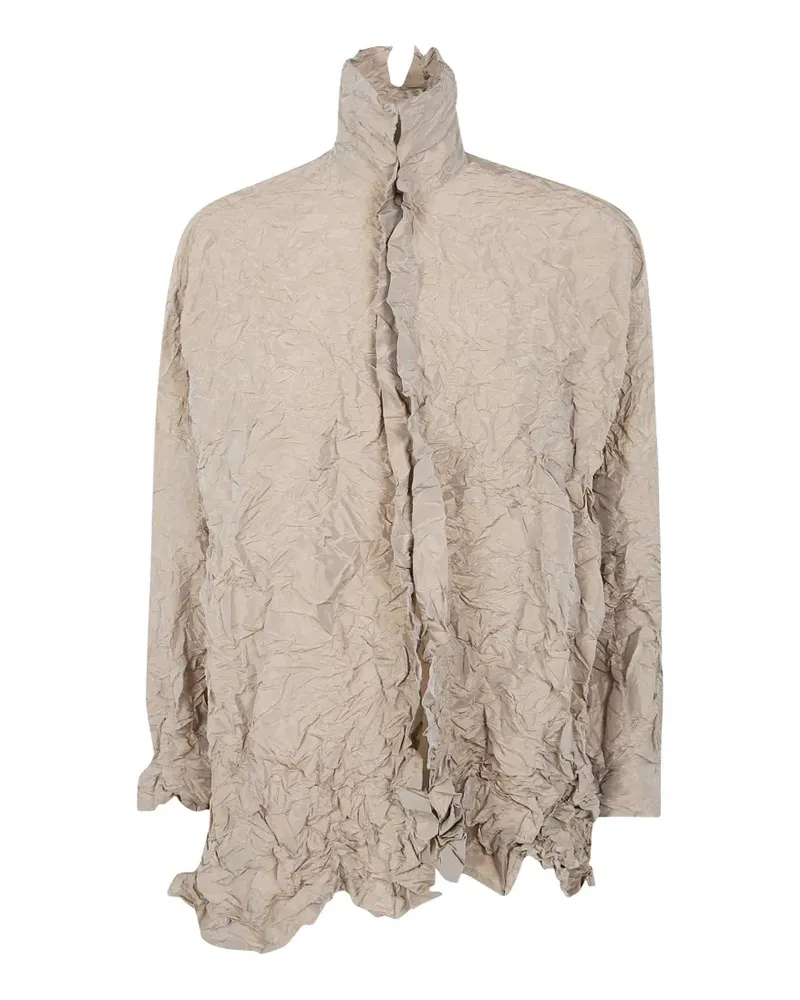 Daniela Gregis crinkled-finish ruffled shirt - Nude Nude