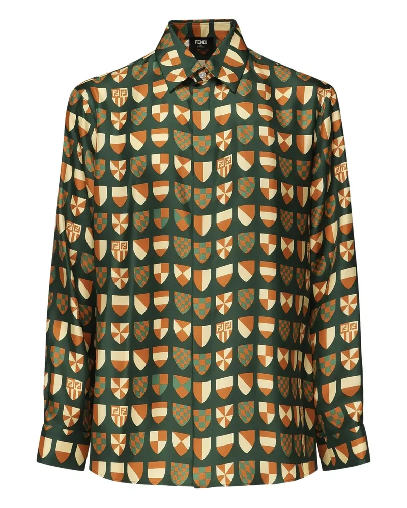 Fendi Hemd mit FF Araldic-Print - Grün Grün