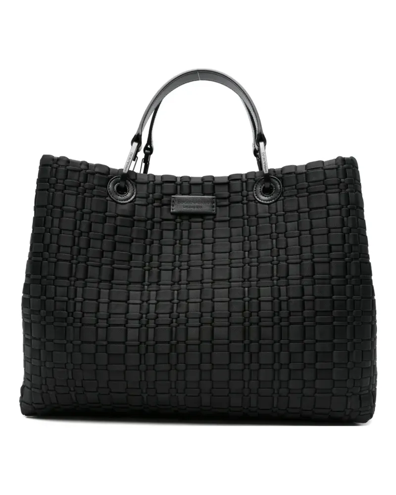 Emporio Armani woven top-handle tote bag - Schwarz Schwarz