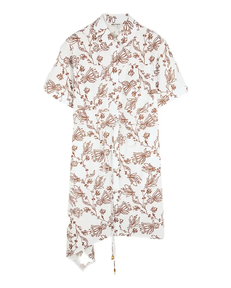 Ports 1961 asymmetric floral midi dress - Weiß Weiß
