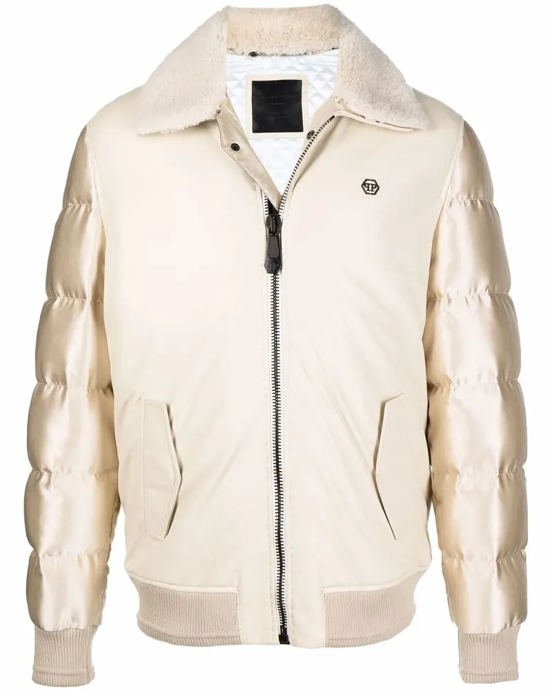 Philipp Plein Daunenjacke mit Metallic-Optik - Nude Nude