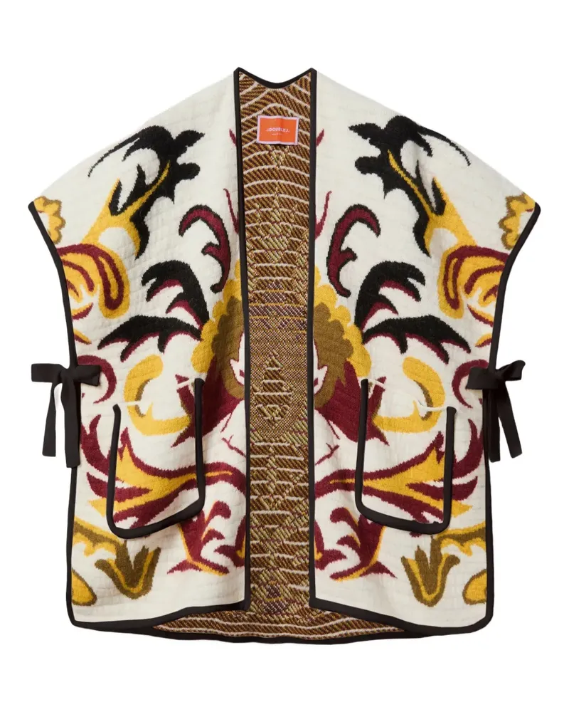 La DoubleJ Cape mit Blumenmuster - Weiß Weiß