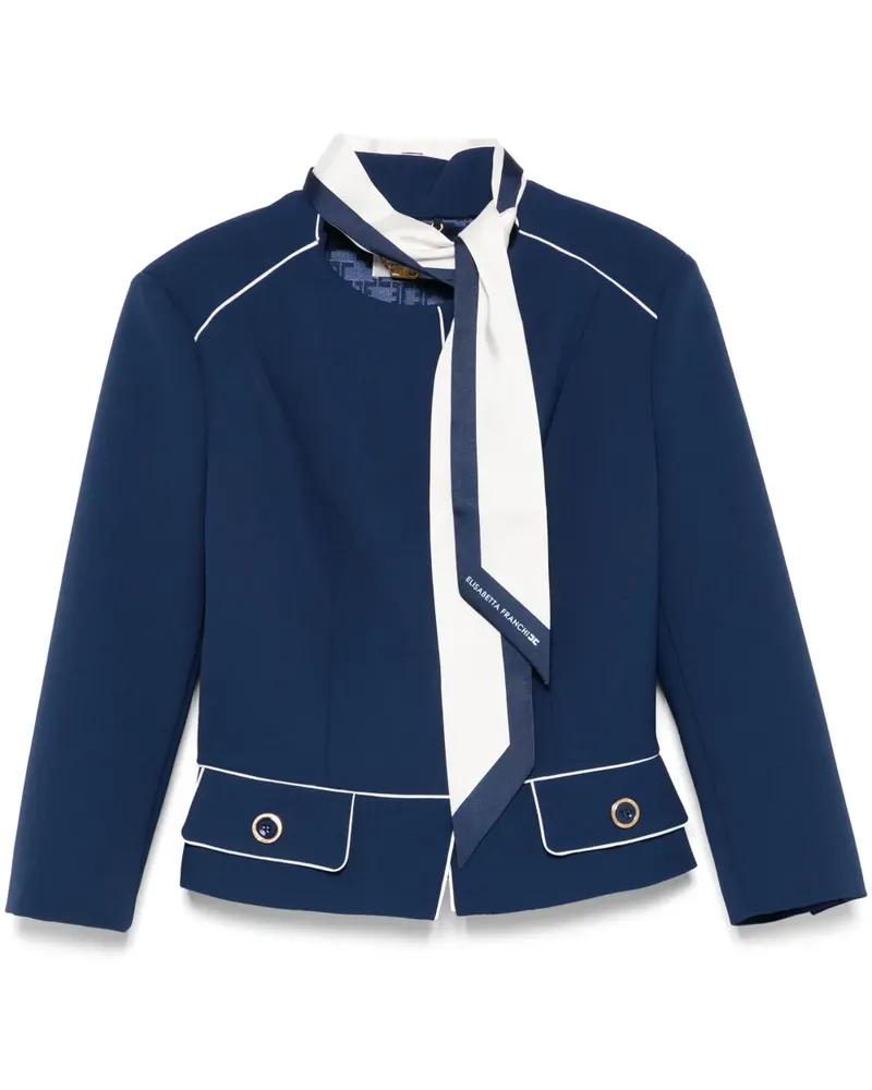 Elisabetta Franchi Kreppjacke mit appliziertem Schal - Blau Blau