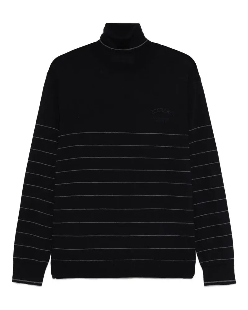 Iceberg Gestreifter Rollkragenpullover - Blau Blau